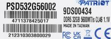 Patriot SL DDR5 DIMM 32GB 5600MHz CL46 1*32GB 46-46-46-90 Patriot SL DDR5 DIMM 32GB 5600MHz CL46 1*32GB 46-46-46-90