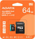 ADATA
Micro SecureDigital 64GB A-Data AUSDX64GUI3V30SA2-RA1 Premier Pro + adapter Class10 ADATA
Micro SecureDigital 64GB A-Data AUSDX64GUI3V30SA2-RA1 Premier Pro + adapter Class10