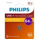Micro SecureDigital 64GB Philips High Speed microSDHC Class UHS-I U3