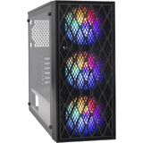 Корпус Miditower ExeGate EVO-8243 Exegate EX292859RUS (ATX, без БП, 2*USB+1*USB3.0, черный, 3 вент. с RGB подсветкой, боковая панель - закаленное стекло)