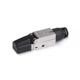 Коннектор с фиксатором кабеля и колпачком RJ-45 под витую пару Cabeus 8P8C-SH-C6-TWP-F (8P8C)