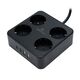 Cablexpert Сетевой фильтр Plate PLT-4-C2U2-B-3 (4р, 10А, 2xType-C PD, 20Вт, 2xUSB, 3м, ур.защиты 4+) черный