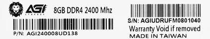 Память DDR4 8Gb 2400MHz AGi AGI240008UD138 UD138 RTL PC4-19200 CL17 DIMM 288-pin 1.2В Ret Память DDR4 8Gb 2400MHz AGi AGI240008UD138 UD138 RTL PC4-19200 CL17 DIMM 288-pin 1.2В Ret