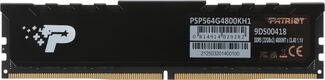 Память DDR5 2x32GB 4800MHz Patriot PSP564G4800KH1 Signature Premium RTL PC5-38400 CL40 DIMM 288-pin 1.1В kit single rank с радиатором Ret Память DDR5 2x32GB 4800MHz Patriot PSP564G4800KH1 Signature Premium RTL PC5-38400 CL40 DIMM 288-pin 1.1В kit single rank с радиатором Ret