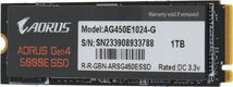 Накопитель SSD Gigabyte PCIe 4.0 x4 1TB AG450E1024-G Aorus Gen4 5000E M.2 2280 Накопитель SSD Gigabyte PCIe 4.0 x4 1TB AG450E1024-G Aorus Gen4 5000E M.2 2280
