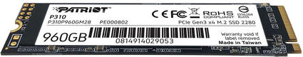 Накопитель SSD Patriot PCIe 3.0 x4 960GB P310P960GM28 P310 M.2 2280 Накопитель SSD Patriot PCIe 3.0 x4 960GB P310P960GM28 P310 M.2 2280