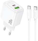 Сетевое зар./ устр. Hoco CS54A Surplu 20W 3A (PD+QC) USB-A/ Type-C универсальное белый (31532)&nbsp;<img style='position: relative;margin:0' src='/image/only_to_order_edit.gif' alt='На заказ' title='На заказ' />