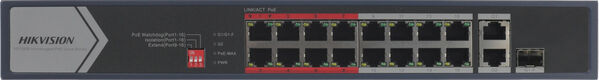 Коммутатор Hikvision DS-3E0318P-E/M(C) 17x100Мбит/с 1SFP 16PoE+ 135W неуправляемый Коммутатор Hikvision DS-3E0318P-E/M(C) 17x100Мбит/с 1SFP 16PoE+ 135W неуправляемый