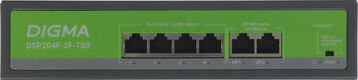 Коммутатор Digma DSP204F-2F-T80 DSP204F-2F-T80 V1 (L2) 6x100Мбит/с 4PoE 4PoE+ 80W неуправляемый Коммутатор Digma DSP204F-2F-T80 DSP204F-2F-T80 V1 (L2) 6x100Мбит/с 4PoE 4PoE+ 80W неуправляемый
