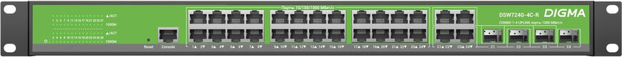 Коммутатор Digma DSW724G-4C-R (L2+) 24x1Гбит/с 4xКомбо(1000BASE-T/SFP) управляемый Коммутатор Digma DSW724G-4C-R (L2+) 24x1Гбит/с 4xКомбо(1000BASE-T/SFP) управляемый