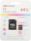 Флеш карта microSDXC 64GB Hikvision HS-TF-C1(STD)/64G/Adapter + adapter Флеш карта microSDXC 64GB Hikvision HS-TF-C1(STD)/64G/Adapter + adapter