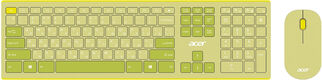 Клавиатура + мышь Acer OCC205 клав:зеленый/желтый мышь:зеленый/желтый USB беспроводная slim Multimedia (ZL.ACCEE.00E)