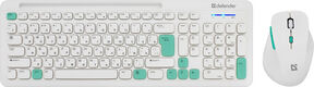 Клавиатура + мышь Defender Cerrato C-978 клав:белый мышь:белый/голубой USB беспроводная Multimedia (45978) Клавиатура + мышь Defender Cerrato C-978 клав:белый мышь:белый/голубой USB беспроводная Multimedia (45978)