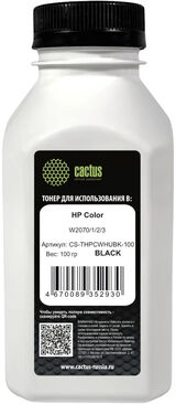 Тонер Cactus CS-THPCWHUBK-100 черный флакон 100гр. для принтера HP Color W2070/ 1/ 2/ 3