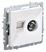 Розетка комп/ телев. IEK Brite РТВ/ РК12-БрКр BR-AK20-1-K01 2розет. концевая одинар. скрыт. штор. IP20 белый (упак.:1шт)