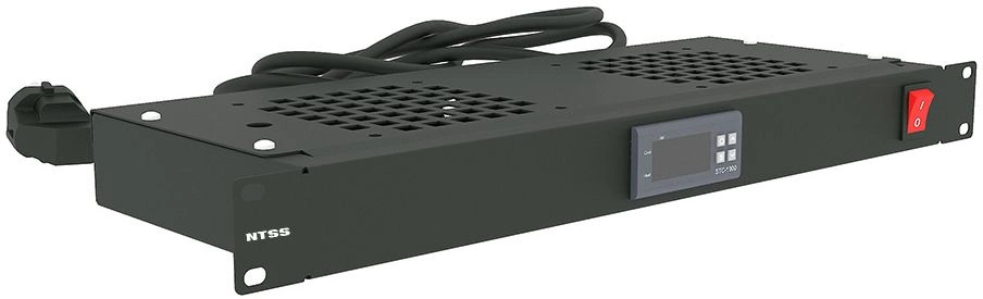 Модуль вентиляторный NTSS (NTSS-FAN2/ 19T-BL) 2 вент. с термостатом с контроллером черный NTSS-FAN2/19T-BL