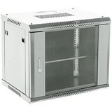 Шкаф коммутационный Rexant (04-0964-111) настенный 9U 600x450мм пер.дв.стекл 2 бок.пан. металл направл.под винты 60кг серый 230град. IP20 сталь