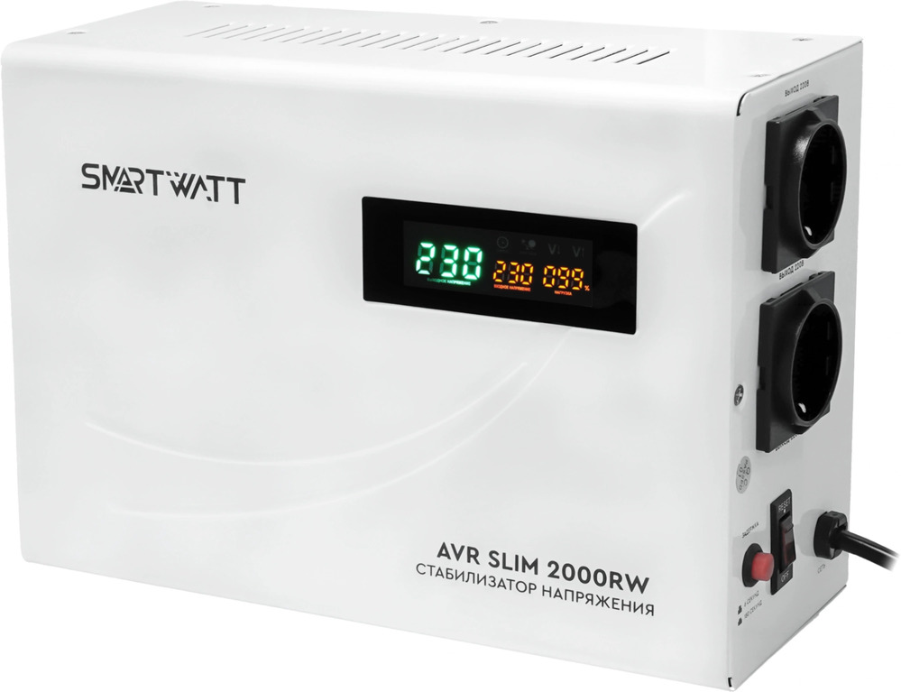 Стабилизатор напряжения Smartwatt AVR Slim 2000RW 2000ВА белый 4512020310004