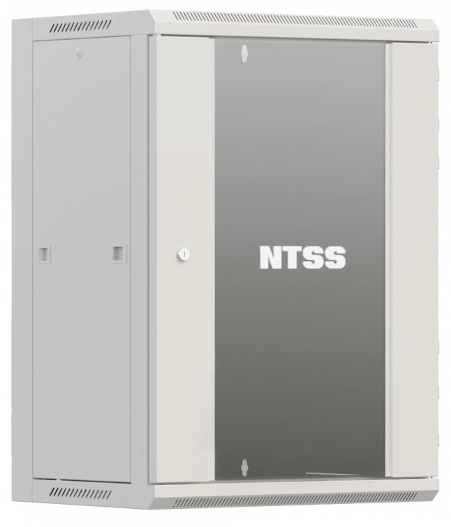 Шкаф коммутационный NTSS Премиум (NTSS-W15U6045GS-2) настенный 15U 600x450мм пер.дв.стекл 60кг серый 365мм 27кг 220град. 770мм IP20 сталь