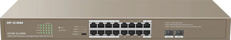 Коммутатор IP-Com G1118P-16-250W (L2) 16x1Гбит/с 2xКомбо(1000BASE-T/SFP) 2SFP 16PoE 230W неуправляемый