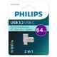 PHILIPS USB Drive 64Gb PHILIPS 2-in-1 USB 3.2 USB C
