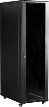 Шкаф серверный Lanmaster (TWT-CBB-47U-6X10-G1) напольный 47U 600x1000мм пер.дв.стекл металл 2 бок.пан. 800кг черный