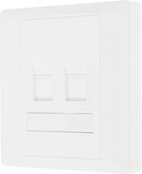 Панель Suprlan 10-0334-1 лицевая со шторкой 80x80 2xKeystone ABS пластик белый
