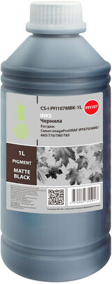 Чернила Cactus CS-I-PFI107MBK-1L PFI-107 черный матовый1000мл для Canon imageProGRAF iPF670/ 680/ 685/ 770/ 780/ 785