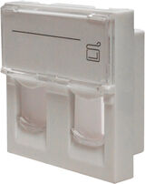 Панель Suprlan 10-0302-1 лицевая со шторкой 45x45 2xKeystone ABS пластик белый