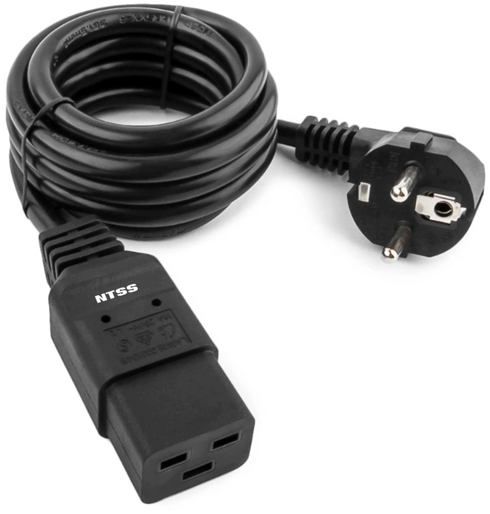 Шнур питания NTSS NTSS-PC19772 C19-Schuko проводник.:3x1.5мм2 3м 220/ 250В 16А черный