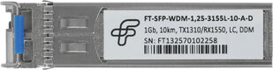 Трансивер Future Technologies FT-SFP-WDM-1,25-3155L-10-A-D SFP SM 1.25Гбит/с Tx:1310нм Rx:1550нм до 10км