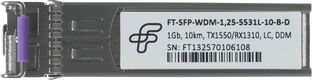 Трансивер Future Technologies FT-SFP-WDM-1,25-5531L-10-B-D SFP SM 1.25Гбит/с Tx:1550нм Rx:1310нм до 10км Трансивер Future Technologies FT-SFP-WDM-1,25-5531L-10-B-D SFP SM 1.25Гбит/с Tx:1550нм Rx:1310нм до 10км