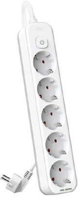 Сетевой фильтр Deli ET437 1.8м (5 розеток) белый (пакет ПЭ)