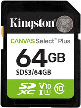 Флеш карта SDXC 64GB Kingston SDS3/ 64GB Canvas Select Plus w/ o adapter SDS3/64GB