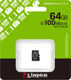 Micro SecureDigital 64GB Kingston Canvas Select Plus Gen3 100MB/s A1 Micro SecureDigital 64GB Kingston Canvas Select Plus Gen3 100MB/s A1