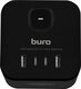Сетевой разветвитель Buro BU-PW3UC-B (3 розетки) черный (пакет ПЭ)