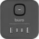 Сетевой разветвитель Buro BU-PW3UC-B (3 розетки) черный (пакет ПЭ)