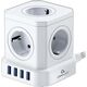 Cablexpert Сетевой фильтр Tower TWR-5-U4-W-3 (Tower 5р, 10А, 4 х USB, 3.1А, 3м, ур.защиты 4+) белый