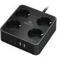 Cablexpert Сетевой фильтр Plate PLT-4-C2U2-B-2 (4р, 10А, 2xType-C PD, 20Вт, 2xUSB, 2м, ур.защиты 4+) черный