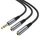 HOCO UPA21/ AUX аудио кабель/3.5 mm jack M - 2x3.5 mm jack F/ 0.25m/ Black