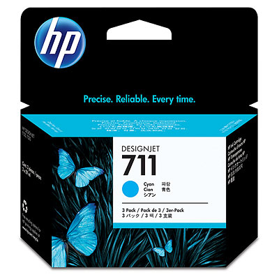HP №711 Тройная упаковка Картридж голубой